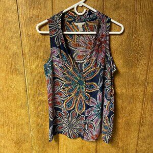 Paisley semi sheer sleeveless blouse